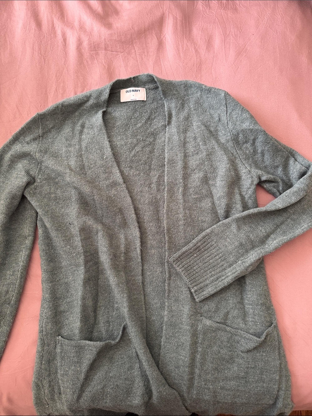 Old Navy Gray Open-Front Pocket Cardigan